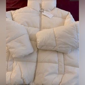 LAST WEEK - Noize brand Oatmeal colour puffer jacket.  Size L.